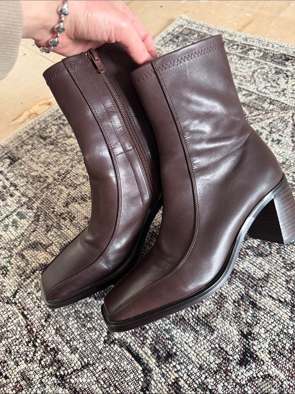 Tony Bianco Dark Brown Mid-Calf Block Heel Boots ‘Dusty’ - Picture 2 of 7